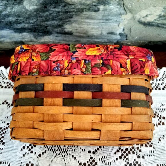 VTG Longaberger 2004 Shades of Autumn Recipe Basket Combo Fall Foliage Liner Lid - Picture 9 of 12